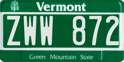 VT license plate ZWW872