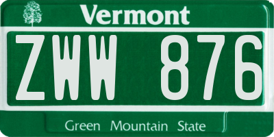 VT license plate ZWW876