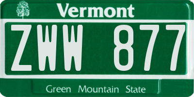 VT license plate ZWW877