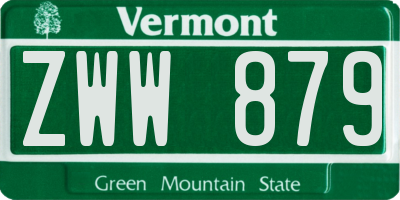 VT license plate ZWW879