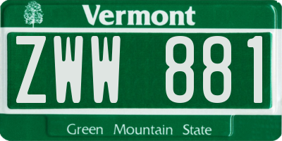VT license plate ZWW881