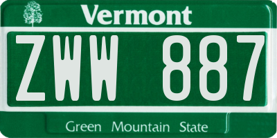 VT license plate ZWW887