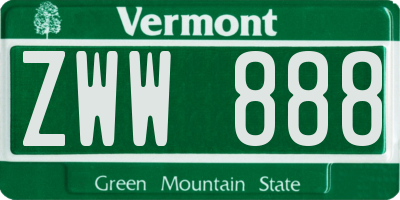VT license plate ZWW888