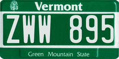 VT license plate ZWW895