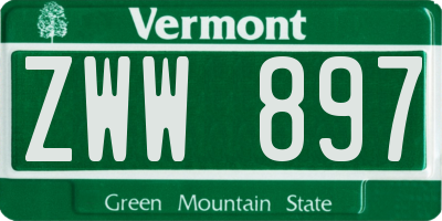 VT license plate ZWW897