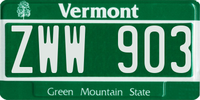 VT license plate ZWW903