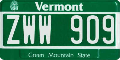VT license plate ZWW909