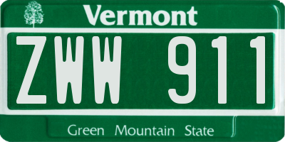 VT license plate ZWW911
