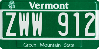 VT license plate ZWW912