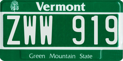VT license plate ZWW919