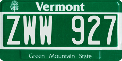 VT license plate ZWW927