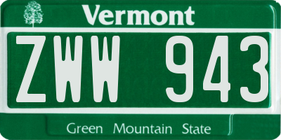 VT license plate ZWW943