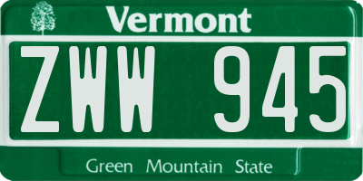 VT license plate ZWW945