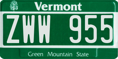 VT license plate ZWW955