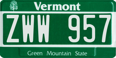 VT license plate ZWW957