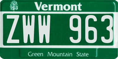 VT license plate ZWW963