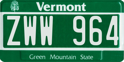 VT license plate ZWW964