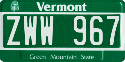 VT license plate ZWW967
