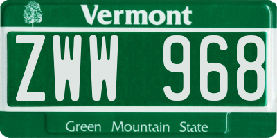VT license plate ZWW968