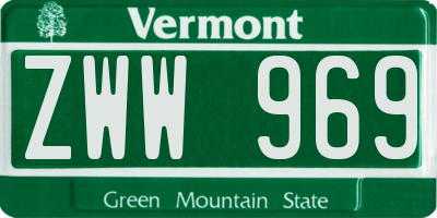 VT license plate ZWW969