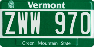 VT license plate ZWW970