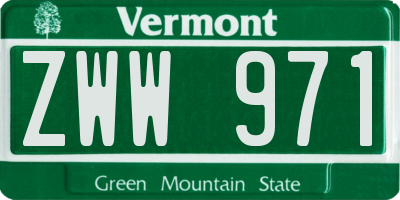 VT license plate ZWW971