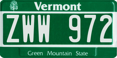 VT license plate ZWW972