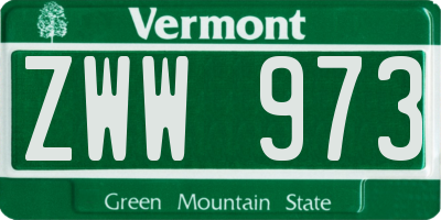 VT license plate ZWW973
