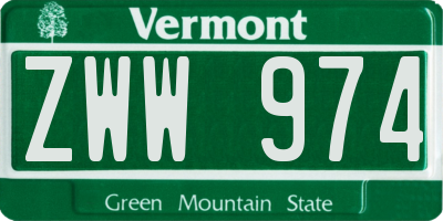 VT license plate ZWW974
