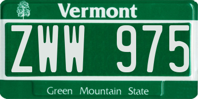 VT license plate ZWW975
