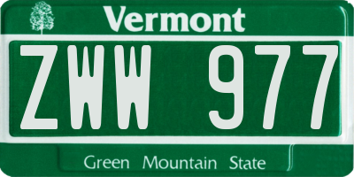 VT license plate ZWW977