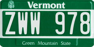 VT license plate ZWW978