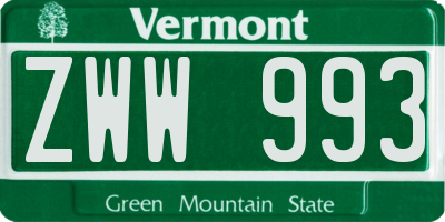 VT license plate ZWW993