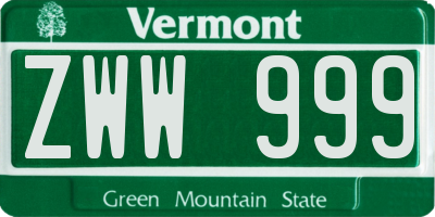 VT license plate ZWW999