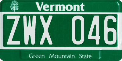 VT license plate ZWX046