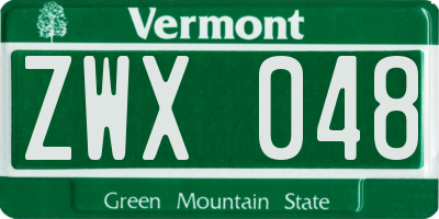 VT license plate ZWX048