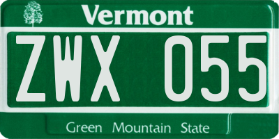 VT license plate ZWX055