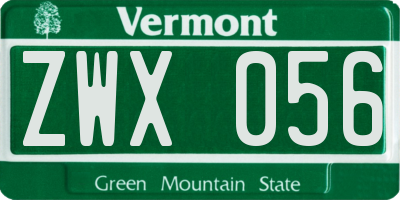VT license plate ZWX056