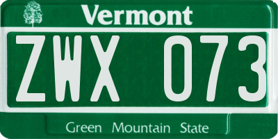 VT license plate ZWX073
