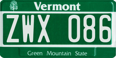 VT license plate ZWX086
