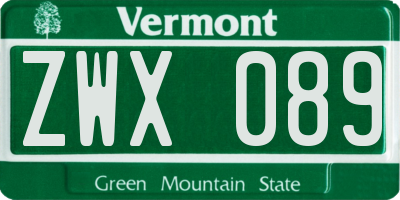 VT license plate ZWX089
