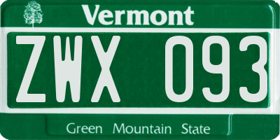 VT license plate ZWX093
