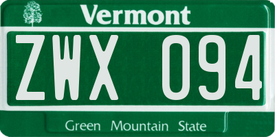 VT license plate ZWX094
