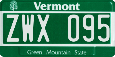 VT license plate ZWX095