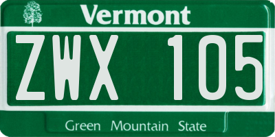 VT license plate ZWX105