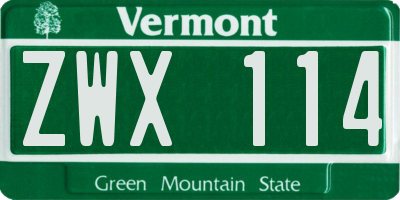VT license plate ZWX114