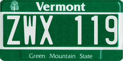 VT license plate ZWX119