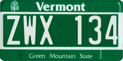 VT license plate ZWX134