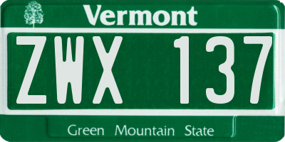 VT license plate ZWX137