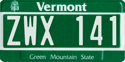 VT license plate ZWX141